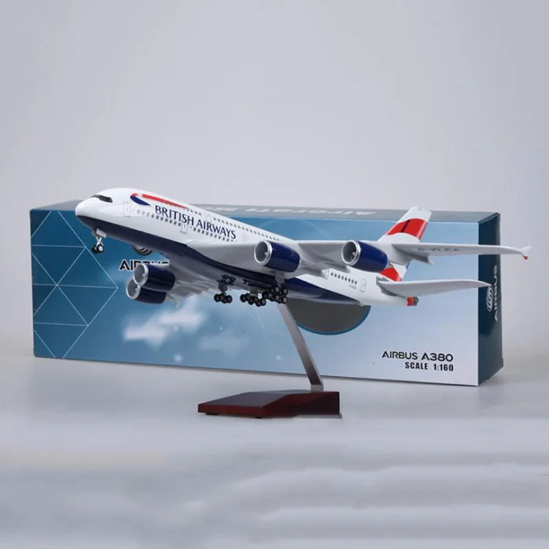 1/160 весы 50 5 см Airbus 380 A380 Британский Самолет Модель W светильник и колесо литье под