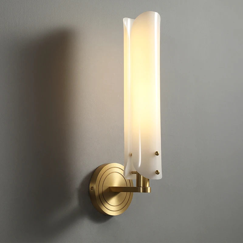 

American simple brass wall lampbedside study LED wall light corridor brass wall light home