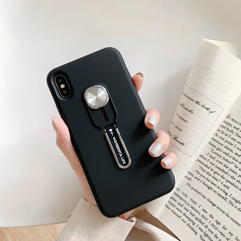 Black Чехол Floop для iPhone 11 Pro XR X XS Max 7 8 6 6s Plus, петля на палец, ремешок, чехол, скрытая подставка, держатель, 2 в 1, адсорбция, Жесткий Чехол - Цвет: Black