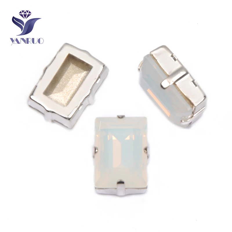 White Opal YANRUO, 4527, Ступенчатая огранка, кристаллы для шитья, Необычные камни, стразы, блестящие камни, заостренные сзади, стеклянные стразы, аксессуары для одежды - Цвет: White Opal