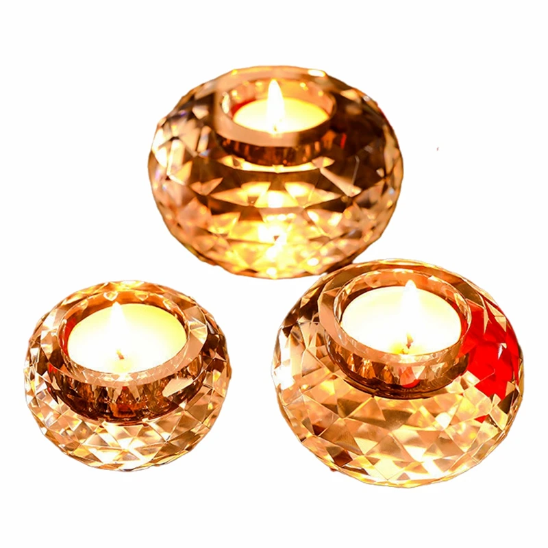 

Fashion Crystal Glass Small Candle Holder Aromatherapy Candlestick Romantic Proposal Candlelight Dinner Props Small Candlestick