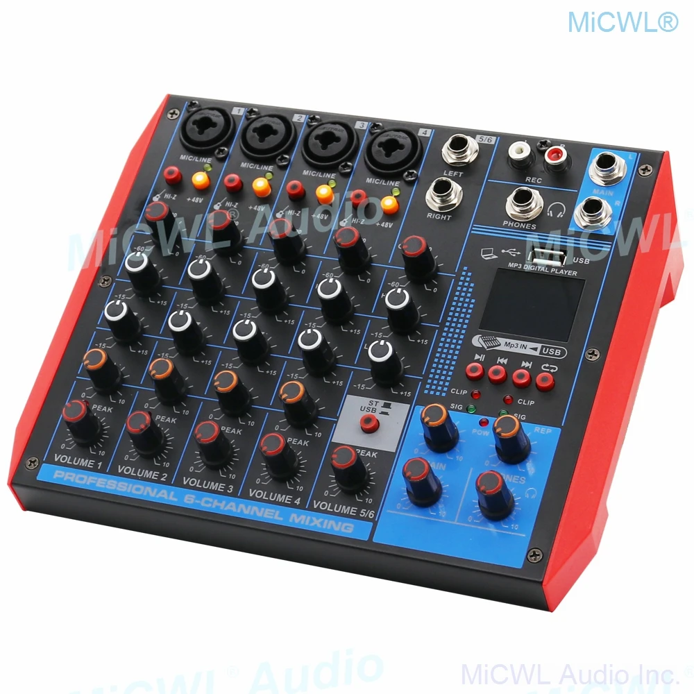 Console de Mixagem de Som Estúdio de Palco ao Vivo Portátil de 6 Canais com 6 Usb para Notebooks Entrada 48v - Image 2