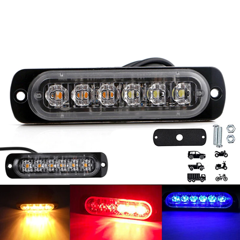 Strobe Emergency Lights For Trucks 6 Chips LED Lighting Bar Orange Grill Breakdown Flashing 12/24V Amber Led Recovery Car | Автомобили и