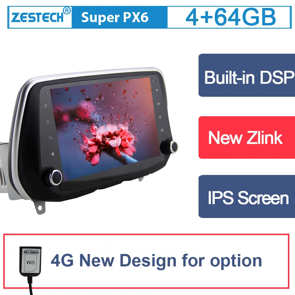 Автомобильный DVD плеер ZESTECH PX6 Android 10 0 GPS для Hyundai Santa Fe 2019 2018 / Tucson 1 din автомобильный