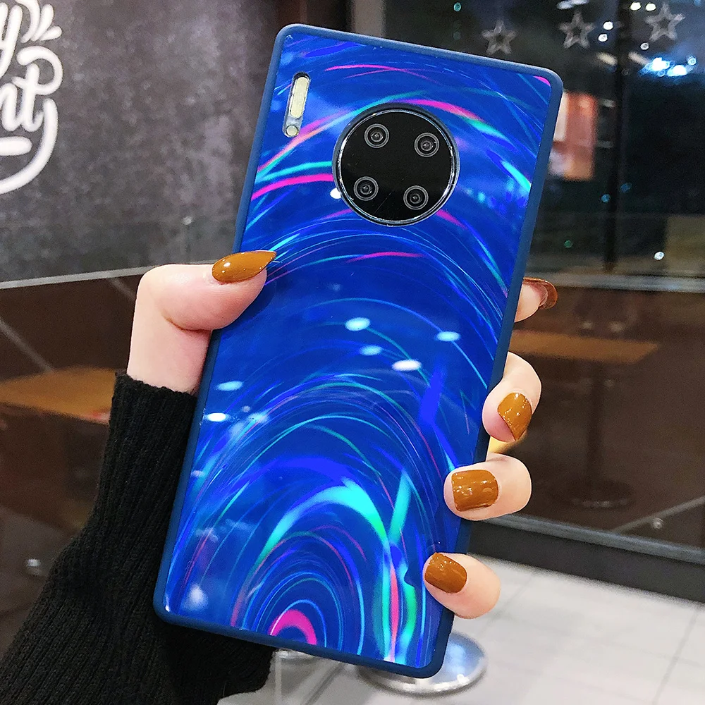Голографический лазерный чехол с призмой для Huawei P40 Lite P30 Pro Honor 9A 9C 8X 8A Y5P Y6P Y7P Pmart 2020