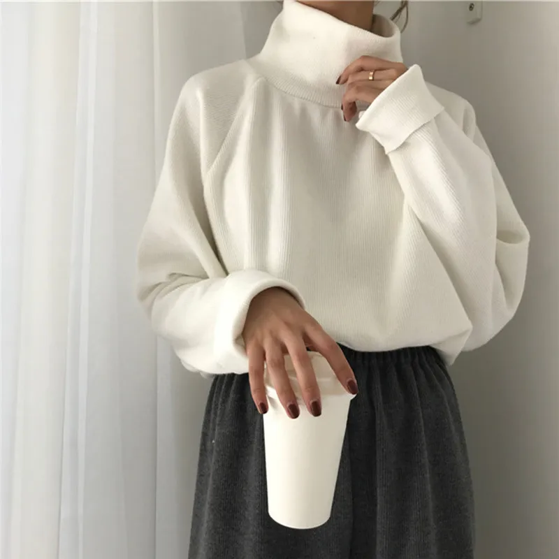 

Pull Femme Autumn Half Turtleneck Long Sleeve Pullovers Women Sweater 2019 Fashion Solid Loose Women Tops Sueter Mujer Bigsweety
