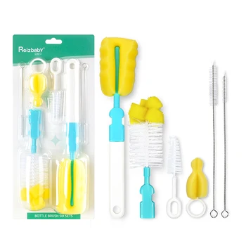 

6Pcs Set Baby Bottle Brushes Brush 360-degree Rotating Head Cleaning Sponge Cup Brush Kit For Baby Bottle Washing Cleaning