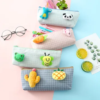 

Cartoon Animal Fruit Pencil Case for girls Cute Panda Cactus pen bag pencil box Stationery pouch school supplies Zakka