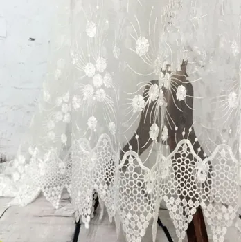 

3 Yards X 120cm White Lace new Organza Wedding Polyester Silk Flower Embossed Embroidered Fabric