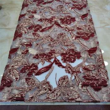 

New African Lace Fabrics High Quality Good Price Purple sequins Unique Pattern Embroidery Brocade French Tulle Lace Fabric