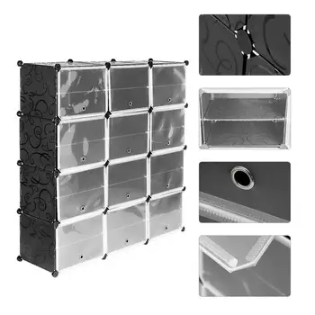 

Plastic Transparent Shoe Cabinet Stackable Waterproof Storage Wardrobe Household Multifunctional 8 Layers 12 Door Drawer Box HWC