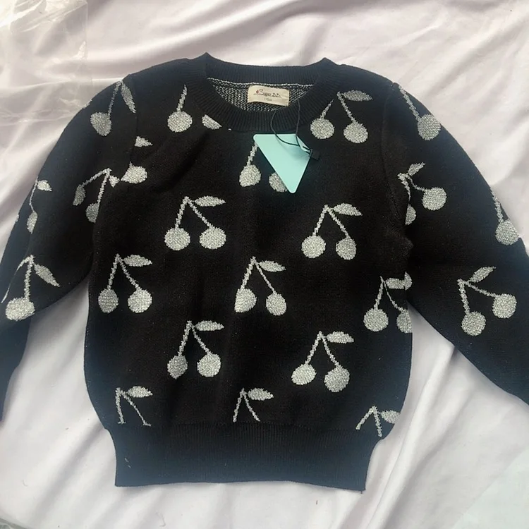 

kids sweaters 4T/110 baby girls fashion tops boys long sleeve knitted sweater Sakura cherry pattern cute pullover clothes