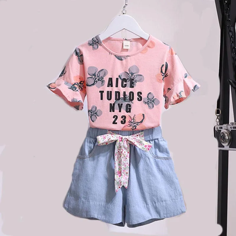 Summer Casual Twinset Clothing For Girls Short Sleeve Wings Print Tee And  Pants Outfit For Children Aged 10 12 Years From Fengxiziwu, $16.12