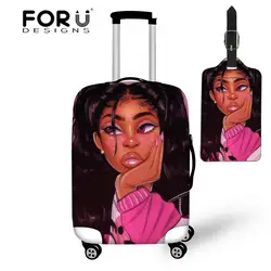 FORUDESIGNS/Чехлы для чемодана женские черные художественные африканские Девушки Печать дорожные аксессуары эластичность багажная крышка