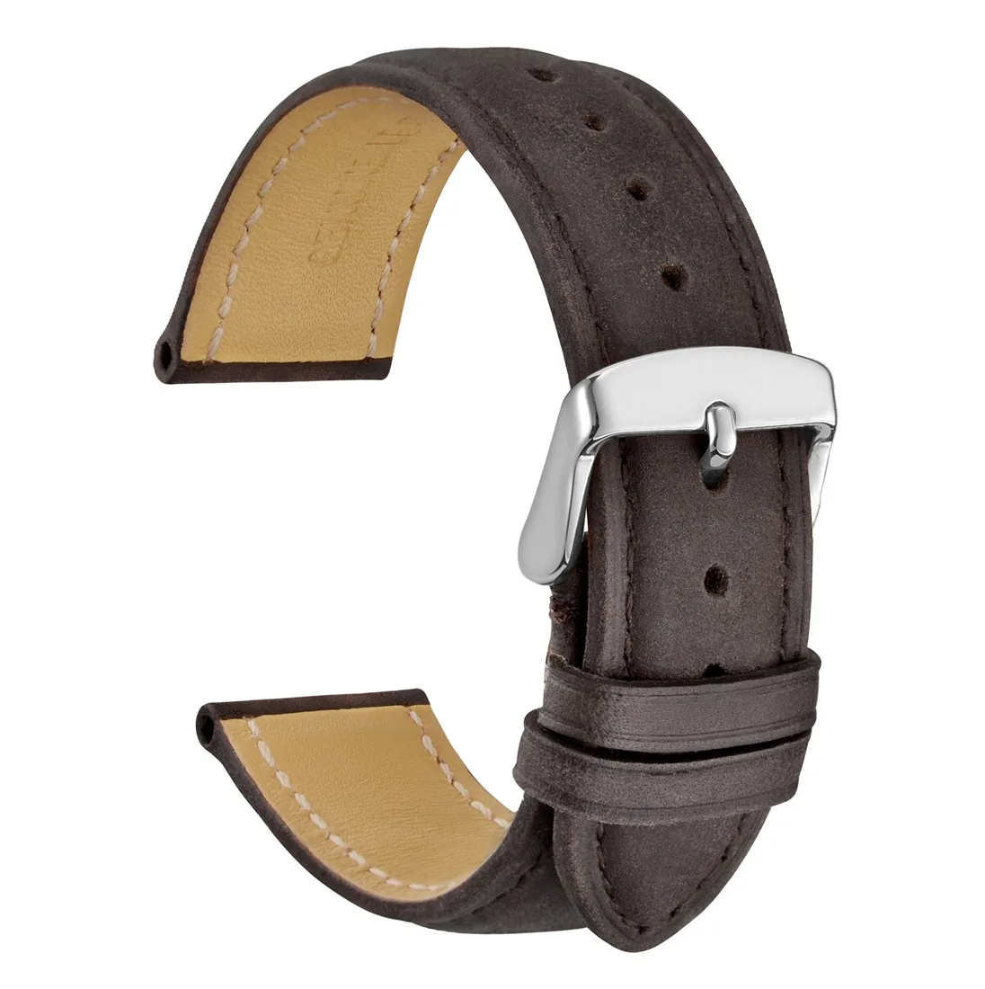 

WOCCI Elegant Coffee Black Leather Watch Straps,18mm-24mm Size,Available in Unisex,Equipped with Tools