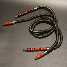 Двойной кальян шланги черный кальян chicha трубы PU трубки деревянный стволовый металлический мунднаконечник 100 см наргуил наргиль курительные шланги цена партии