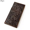 Men's vintage dragon genuine Leather Wallet Brown cowhide long bifold Chain snap wallet with phone pocket fashion long purse ► Photo 1/6