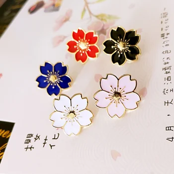 

Japanese Style Sakura Enamel Brooches For Women Cherry Blossom Pins Colorful Denim Clothes Bag Button Badge Jewelry Gift