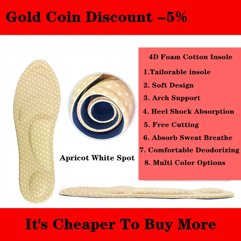 

4D Lady Insole Shock Absorbing, Breathable And Deodorizing Arch Support Massage Foam Insole Men Women Non-Slip Cut Sports Insole