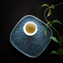 Керамический чайник база волны Стиль Квадратная тарелка для чашки для чайной церемонии кунг-фу/горшок сервировочный поднос Китай чайный набор аксессуары