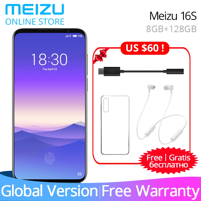 

In Stock Meizu 16s Global Version Meizu16s 8GB 128GB Smartphone Snapdragon 855 48MP Camera NFC Android Pay phone 24W Fast Charge