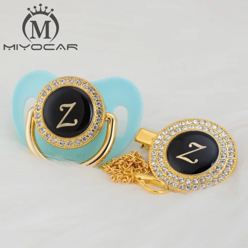 BLING name Initial letter Z elegant silver bling pacifier and pacifier clip BPA free dummy bling unique design SGS pass LZ - Color: LZ-7   0-6M