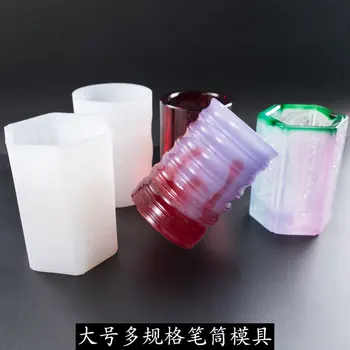 

PopularEpoxy Mold Large Pen Holder Cylindrical Square Multi-standard Table Set Mold Pattern Pen Holder Silicone Mold