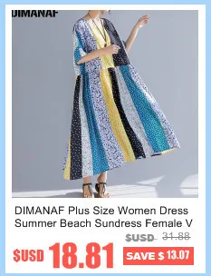 DIMANAF женское летнее платье больших размеров Femme большие платья одежда с принтом в горошек черные элегантные женские повседневные свободные льняные длинные платья
