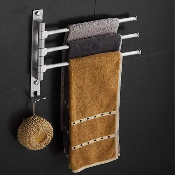 

2/3/4Arms Towel Rack Space Aluminium Towel Hanging With Hooks Rotatable Towel Storage Bars Bathroom Accessories