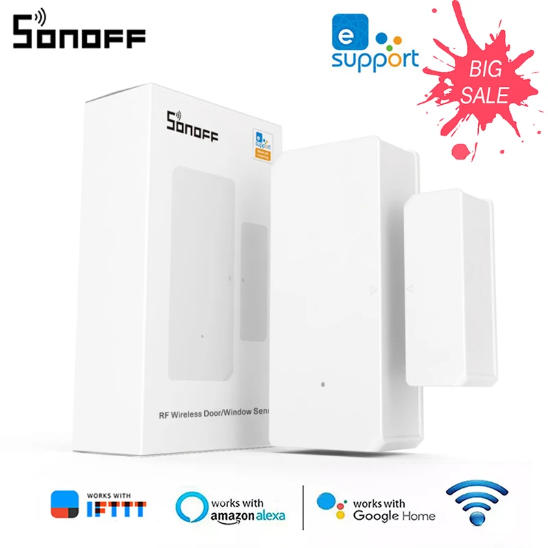 SONOFF-Sensor de puerta/ventana inalámbrico, Detector de seguridad inteligente para el hogar a través de la aplicación Ewelink, Control remoto, DW2-RF, 433MHZ