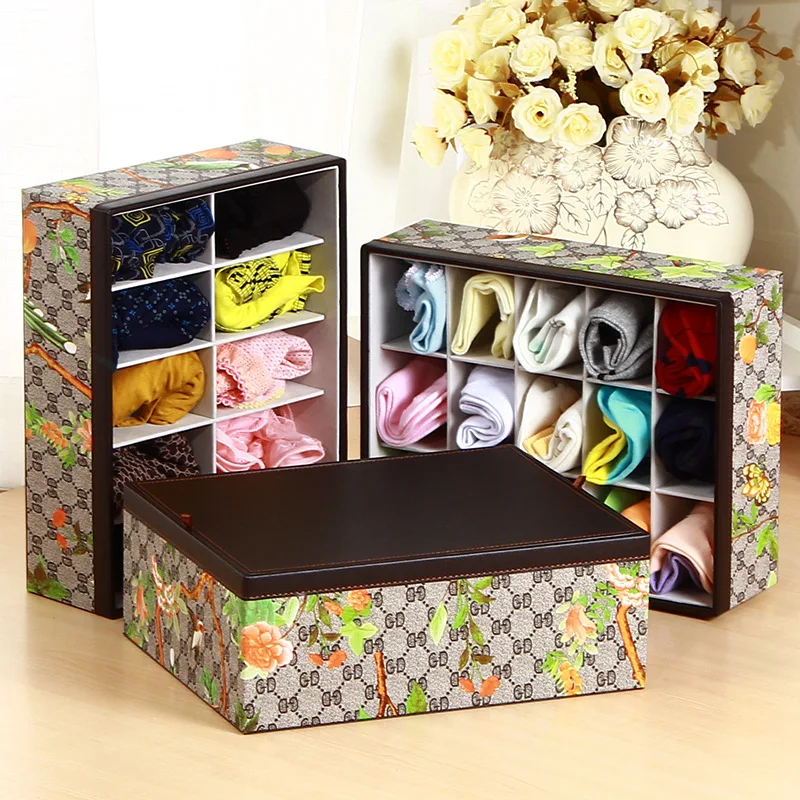 

Modern Minimalist Underwear Storage Box Fabric Bra Knicker Socks Storage Finishing Box Thick with Cap Storage Box