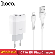 HOCO C73A, 20 шт./лот,, 5 В, 2,4 А, USB зарядное устройство для iPhone 11 Xs Max, евро вилка, настенное зарядное устройство, адаптер для samsung, Xiaomi, huawei