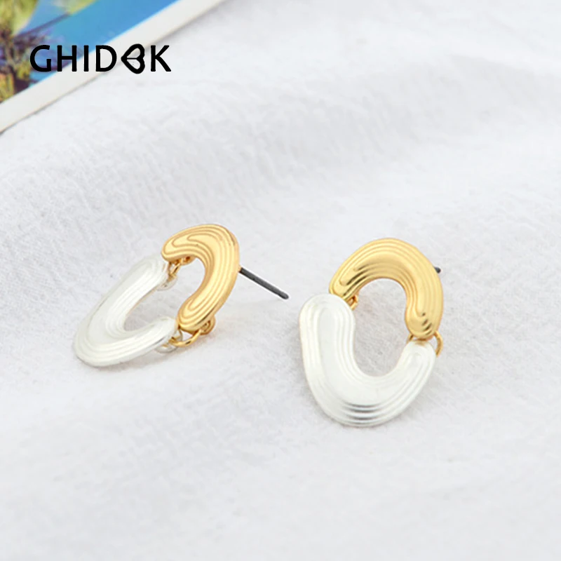 

GHIDBK Gold Silver Shaped Mountain Range Stud Earrings Minimalist Irregular Earring Studs Unique Style Women Earring Jewelry
