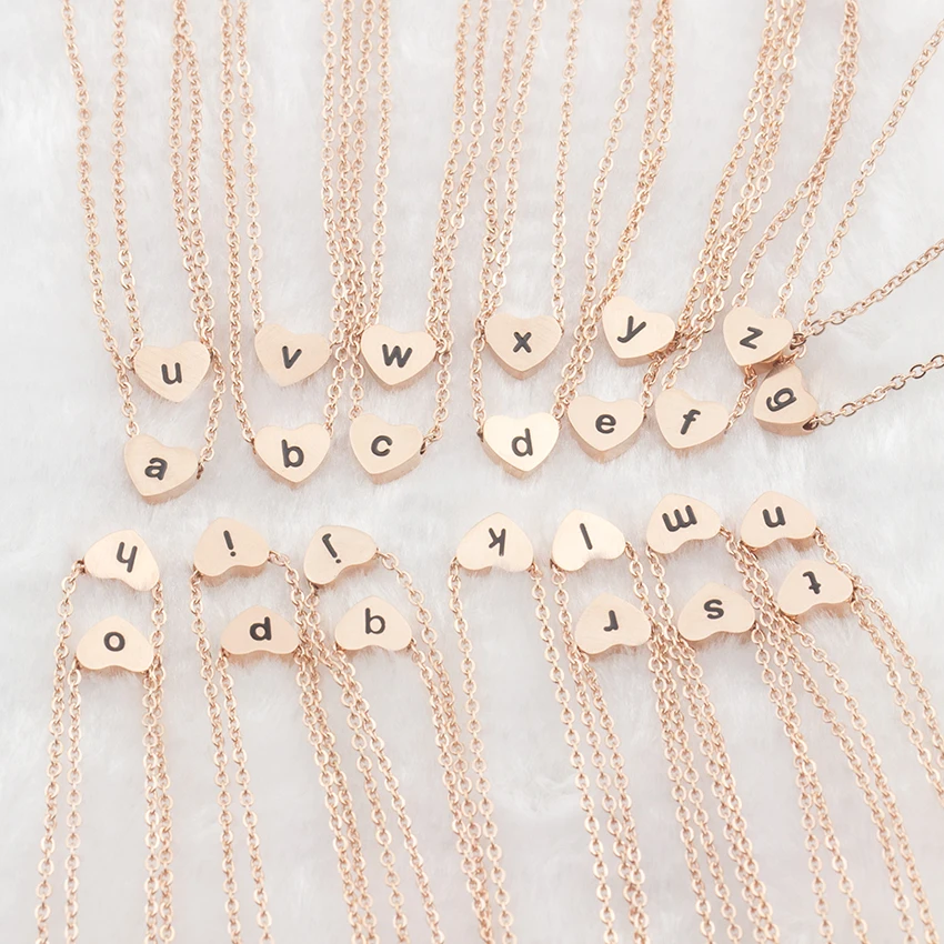 Tiny Dainty Heart Initial Necklaces Pendants Jewelry Stainless Steel Rose Gold Alphabet Letter Necklace Women Birthday Gift Tiny Dainty Heart Initial Necklaces Pendants Jewelry Stainless Steel Rose Gold Alphabet Letter Necklace Women Birthday Gift