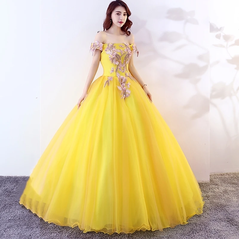 Ball Gown Quinceanera Dresses Gold Evening Dress Long Formal Prom Gowns For Sweet 16 Teens Birthday Party