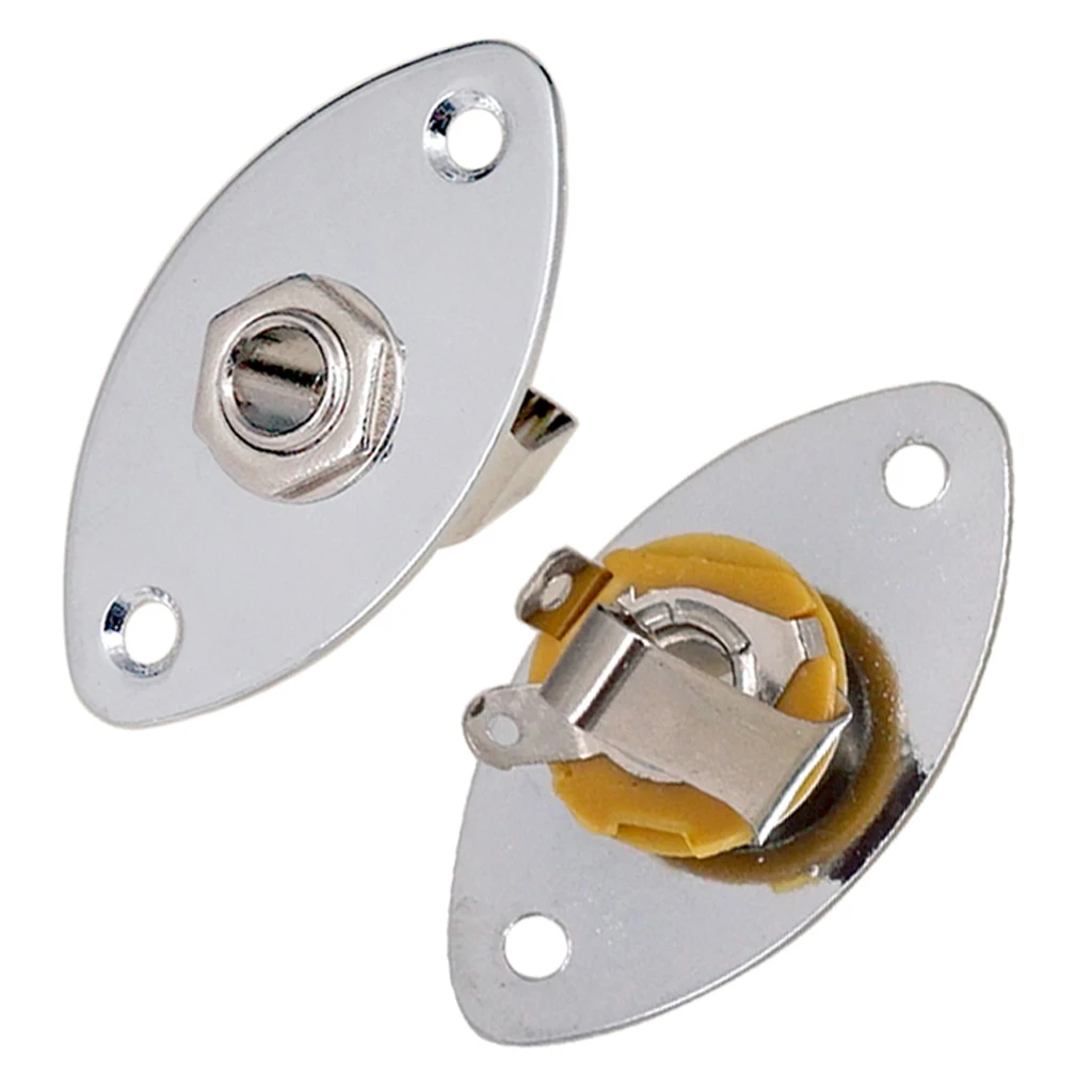 Guitar Metal Oval Curved Jacket Plug Plate Bass Jack Plug Socket for Electric Guitar Bass Parts 