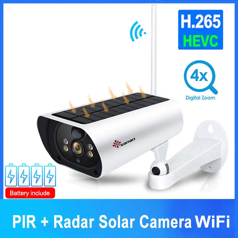 1080P Солнечная камера наблюдения WiFi Беспроводная уличная батарея Питание PIR/ радар