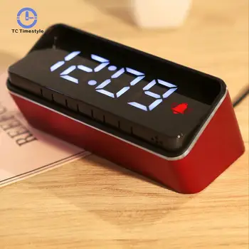 

LED Digital Clock Simple Alarm Clock Desktop USB/AAA Powered Electronic Clock Snooze Table Clock Hide Button Aluminum Case
