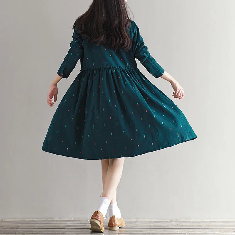 Мода 2020 винтажная одежда платья для женщин свободные с длинным рукавом Vestidos casuales
