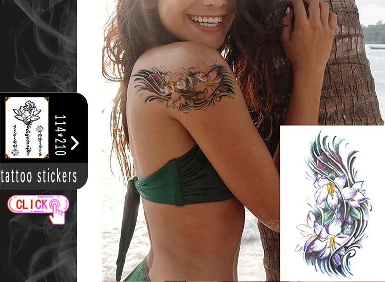 1 шт Временные водонепроницаемые татуировки на руку Цветы бабочки животные акварель сексуальные Поддельные татуировки для женских рук, ног, тела