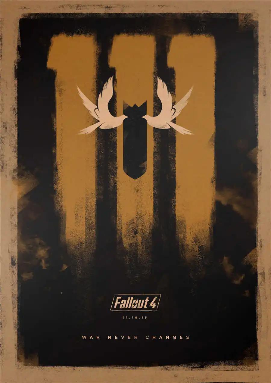 Fallout 3 4 игровой плакат Классический рисунок настенное Искусство Наклейка бумага для поделок в стиле ретро Античная живопись кафе, бар, паб домашний декор 42x30 см - Цвет: movie1