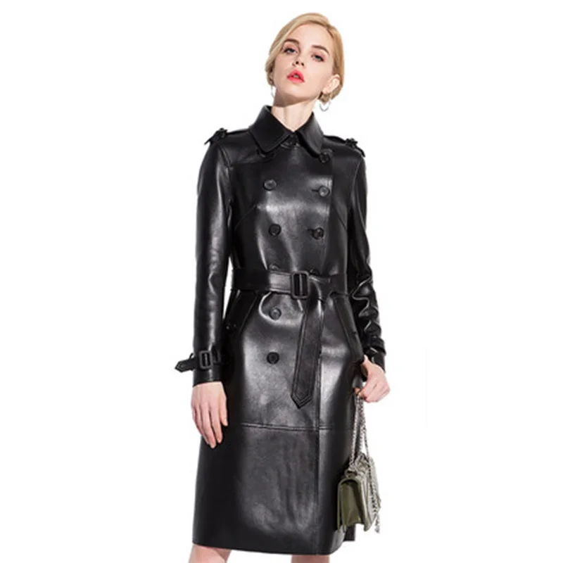 

Genuine Leather Jacket Women 2020 Autumn Winter Real Sheep Leather Jacket Female Warm Double Breasted Long Overcoat chaqueta muj