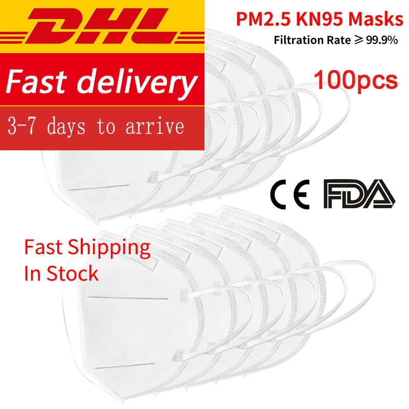 

DHL Fast delivery 100pcs KN95 Mask Dust N95 FFP2 Face Mouth Masks Prevent Anti Dusts Safety Disposable mask