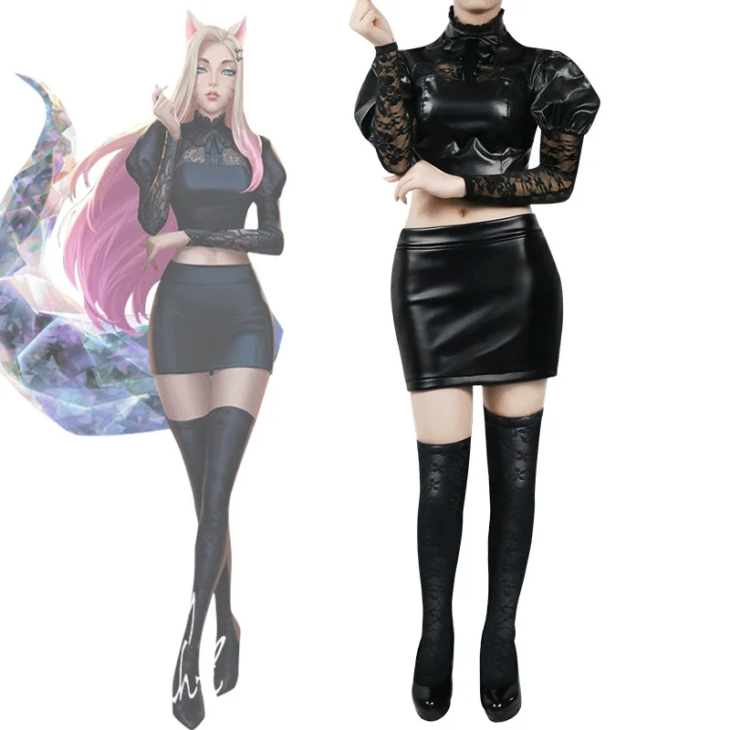 SYDANNE KDA Baddest Ahri Cosplay Costume LOL KDA Cosplay Baddest the Nine-Tailed Fox Outfit Game Sexy Costume Women Halloween