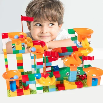 

222PCS Funnel Slide Assemble Building Blocks toys DIY Maze Ball Track Race Marble Run Educational Blocks Children Toy Gift