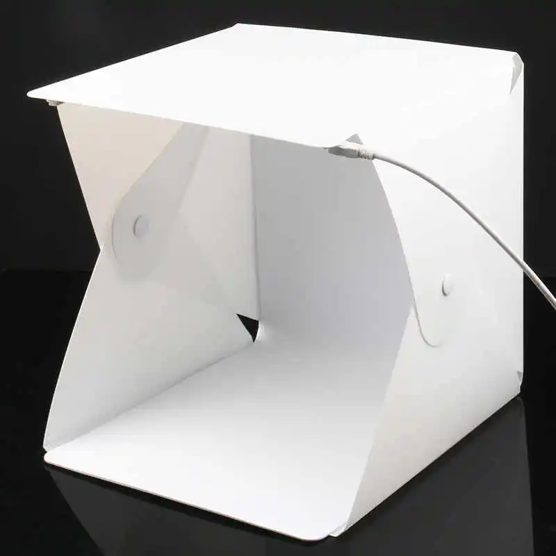 Mettzchrom Portable mini foldable photo studio softbox light box tabletop shooting tent built in led softbox