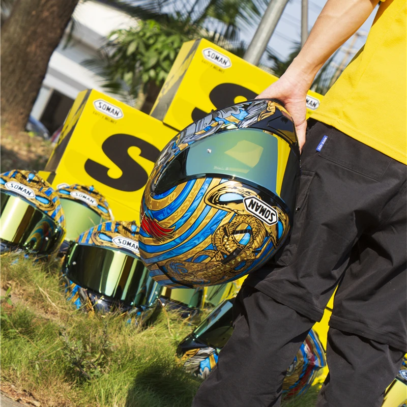 Soman мотоциклетный шлем с двойным козырьком, защита от ультрафиолета, шлем для всего лица, мотоциклетный шлем, флип-ап, профессиональный гоночный шлем, мотоциклетный шлем, Capacete Viseira