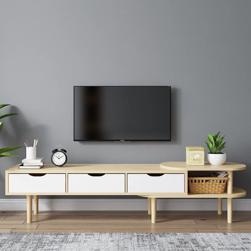 

TV Cabinet Northern European-Style Household Living Room Floor Cabinet Modern Minimalist Small Apartment Retractable TV Cabinet