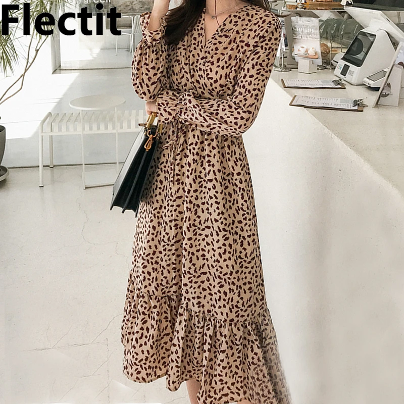 Flectit Flowy Chiffon V neck Print Midi 