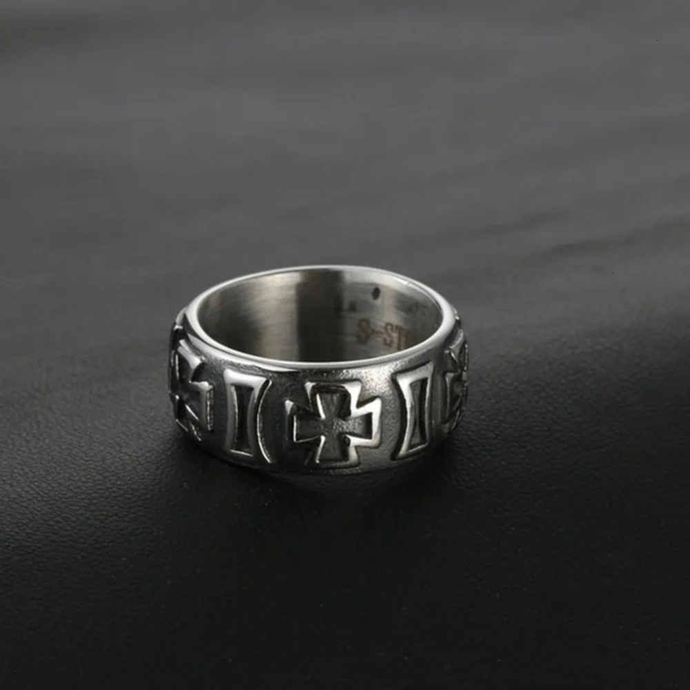 Man Cross Stainless Steel Ring Vintage Silver Black Titanium Steel Rings For Men Punk Hip Hop Jewelry Rock Charm Ringen Party